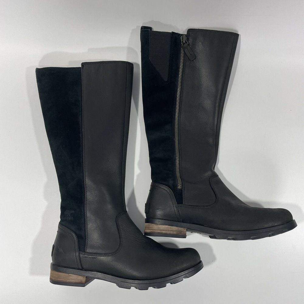 Sorel Women’s Black Leather Emelie 15" Tall Riding Boots NL3311-010 Size 8.5